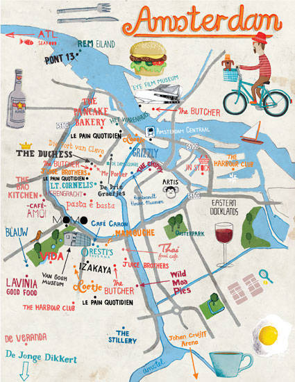 illustrated Amsterdam map