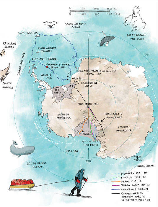 antarctica map illustration