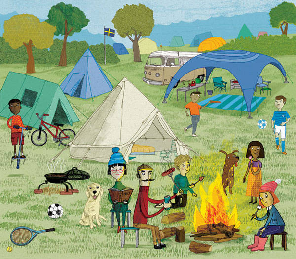 happy campers illustration