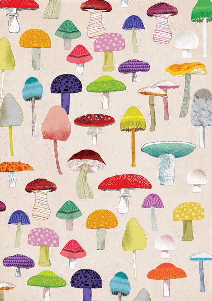 mushrooms repeat pattern illustration