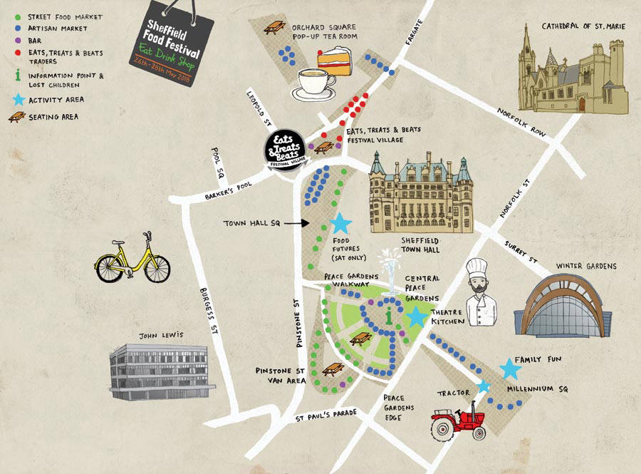 illustrated sheffield food festival map
